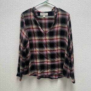 Anthropologie Cloth & Stone Plaid Flannel Blouse Size M